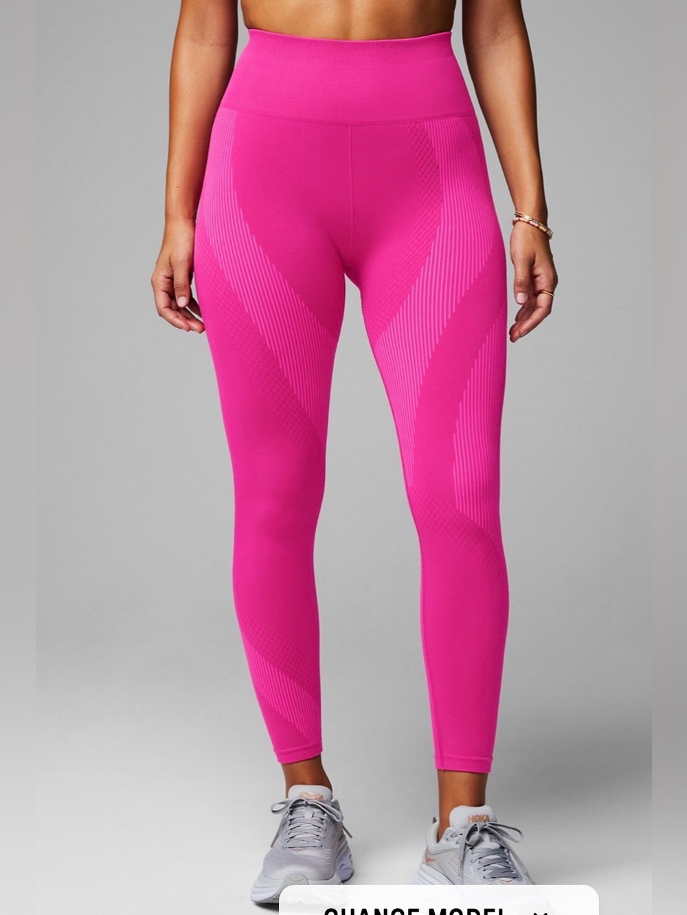 Seamless High-Waisted Wave 7/8 Leggings - Hot Pink